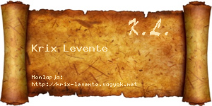 Krix Levente névjegykártya